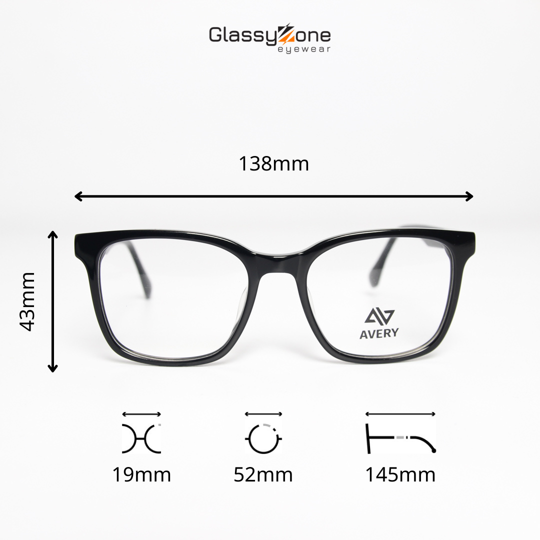 Gọng kính cận, Mắt kính giả cận Acetate Form Vuông Nam Nữ Avery 15041- GlassyZone