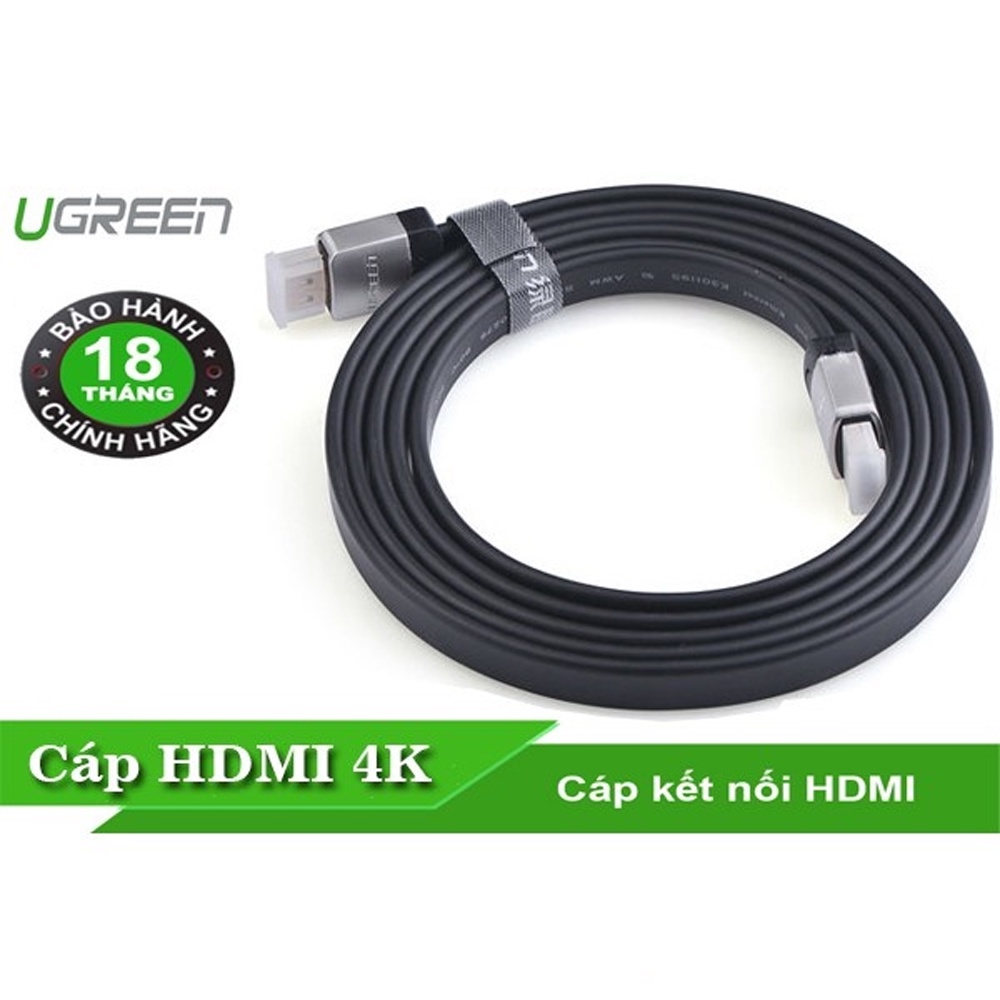 Cáp HDMI 2.0 Tròn Dẻo Hỗ Trợ 4K Ugreen HD104 - Dài 1m, 1,5m, 2m, 3m, 5m - Bảo hành chính hãng 18 tháng 1 đổi 1- Hàng Chính Hãng