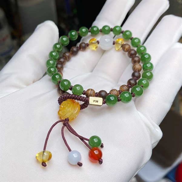 Vòng tay - Ngọc bích mix Trầm hương HBL-2456 | Trang sức PJS