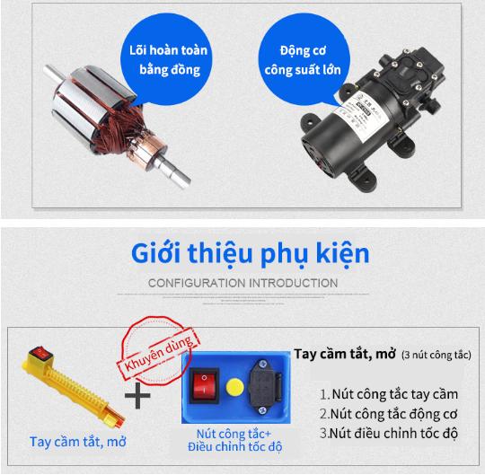 Bình xịt điện đeo lưng tưới tiêu chăm sóc cây trồng 16L Nạp sạc 8AH12V