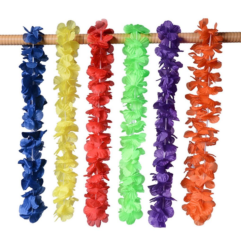 50pcs Hawaiian leis Garland Artificial Necklace Hawaii Flowers Wreath Party Supplies Beach Decor ELEN