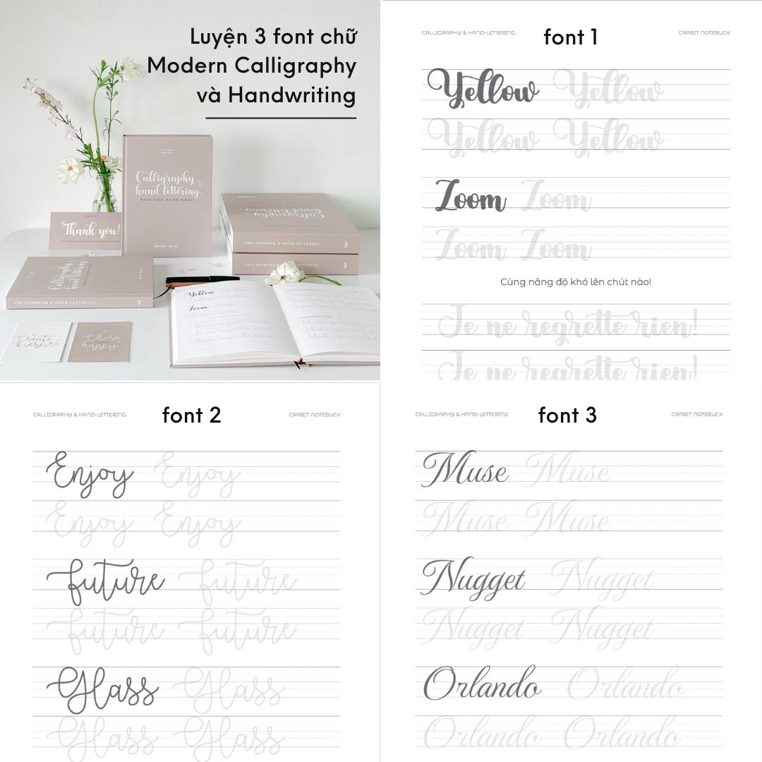 Bộ sách luyện viết Calligraphy cho người mới bắt đầu tặng kèm bộ bút chuyên dụng