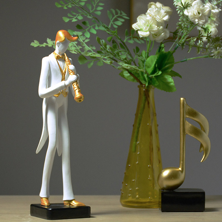 Bộ Tượng dàn nhạc giao hưởng chơi violin, ghita, kèn, piano decor để bàn đẹp - Đồ decor kệ tủ trang trí phòng khách và quà tặng ý nghĩa