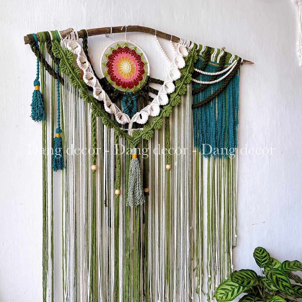 Mành trang trí homestay tông xanh lá phong cách Vintage, Địa Trung Hải..