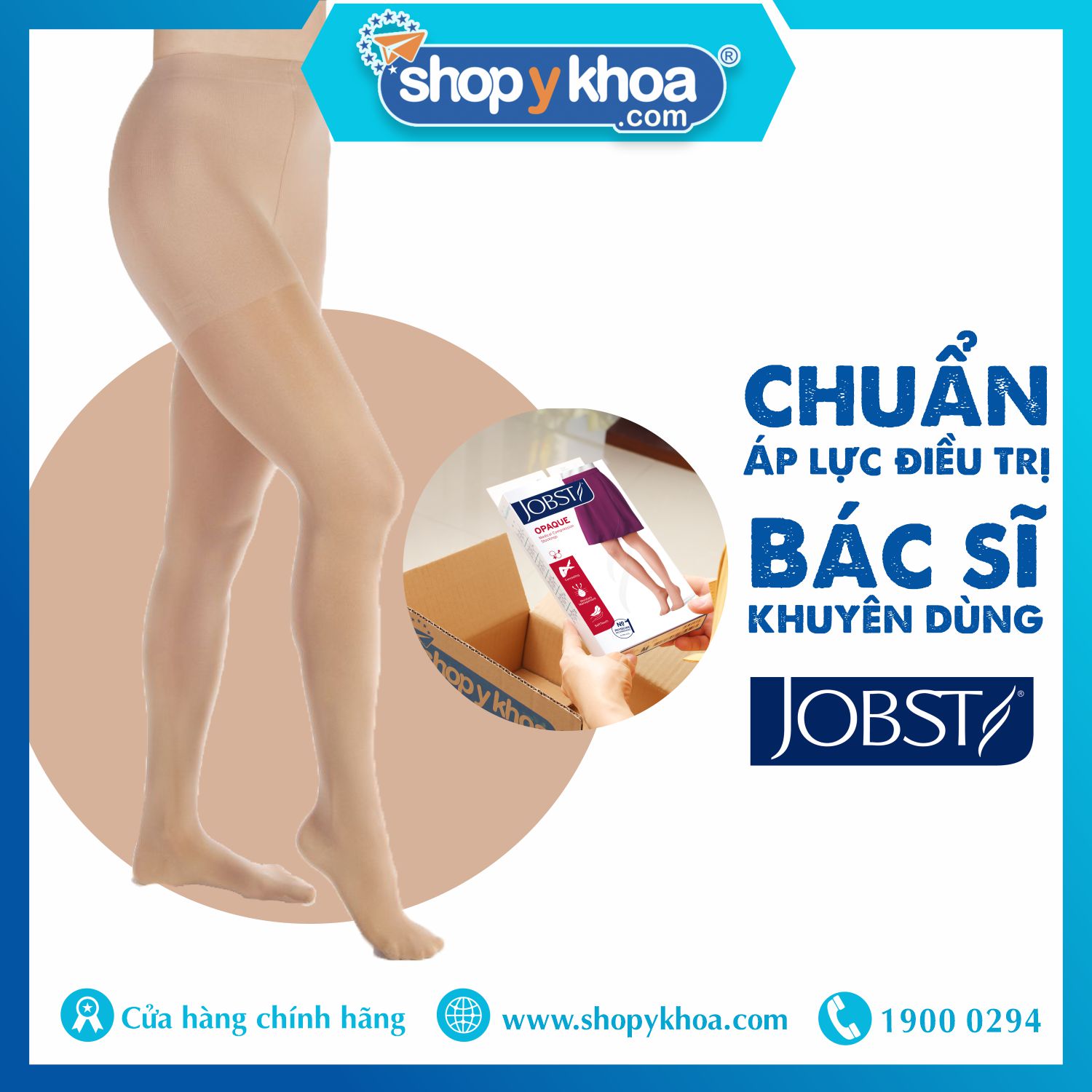 Vớ/tất y khoa JOBST Opaque - Mỏng Hỗ Trợ Điều Trị giãn tĩnh mạch chân, 20-30 mmHg (vớ quần, màu da, kín ngón)