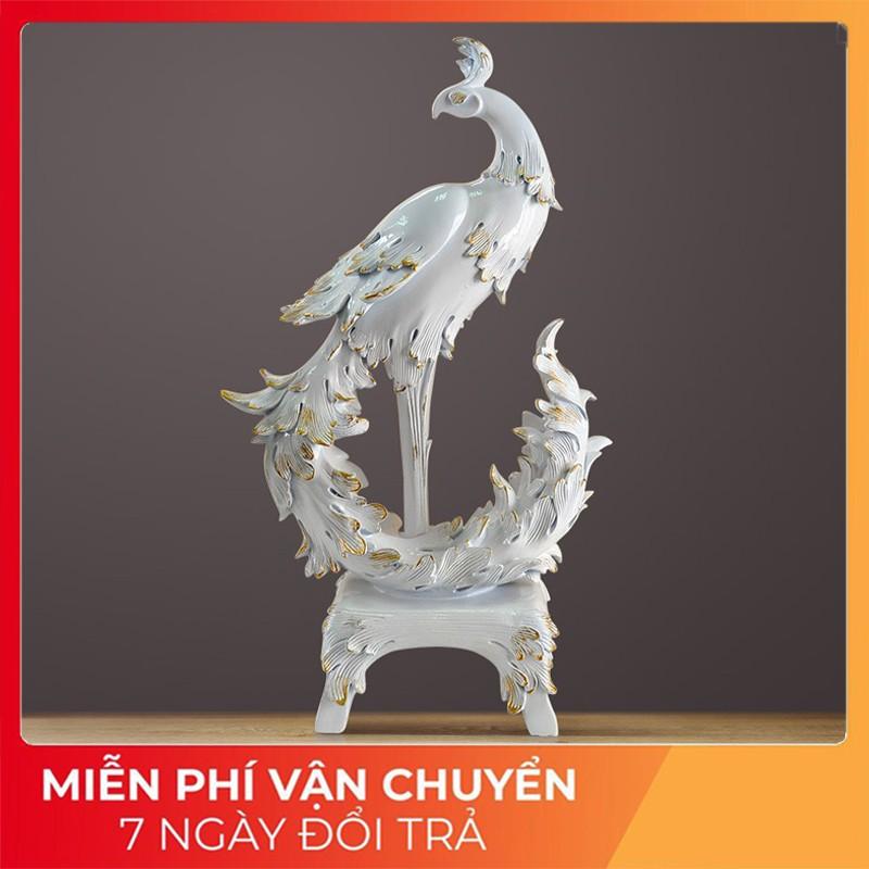 Tượng decor chim phượng hoàng trắng
