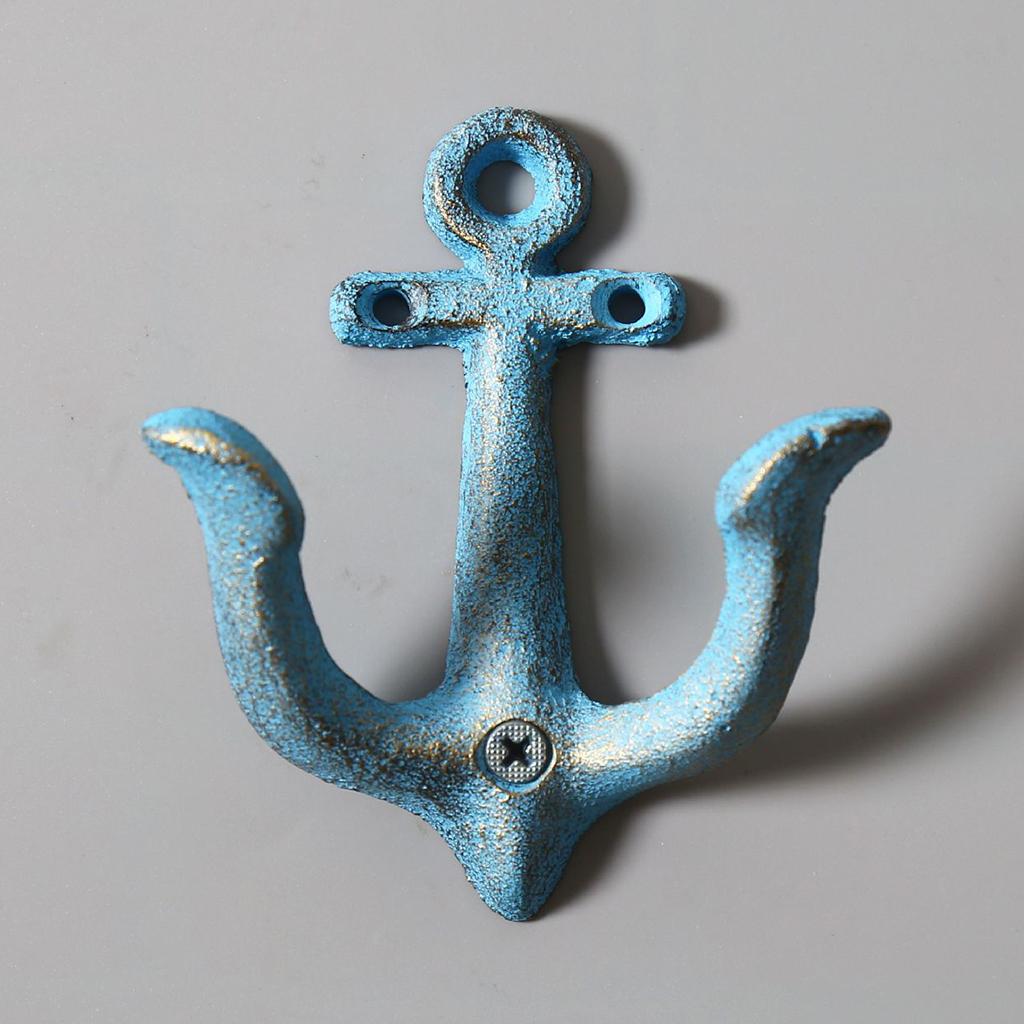 2Pcs Metal Anchor Hooks Wall Door Mounted Clothes Towel Hat Key Hanger