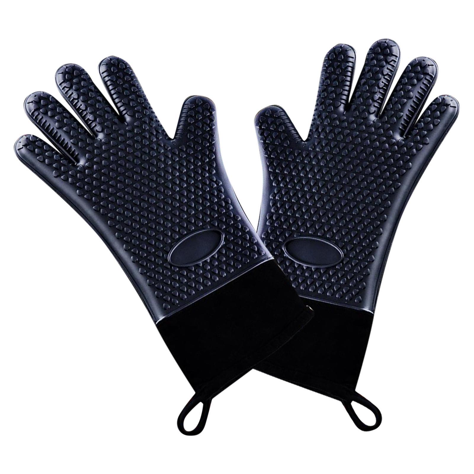 Premium Oven Gloves Insulated Long Anti-scalding Mitts for Cooking black