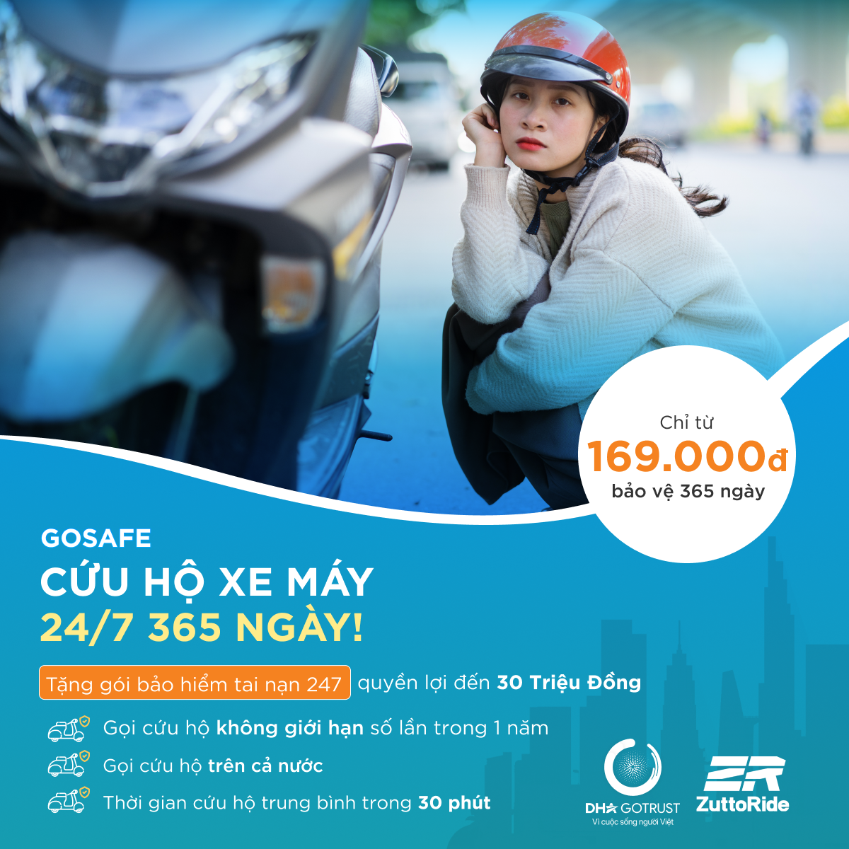 Hình ảnh GoSafe cứu hộ xe máy 24/7 365 ngày (Tặng gói Bảo Hiểm TNCN)