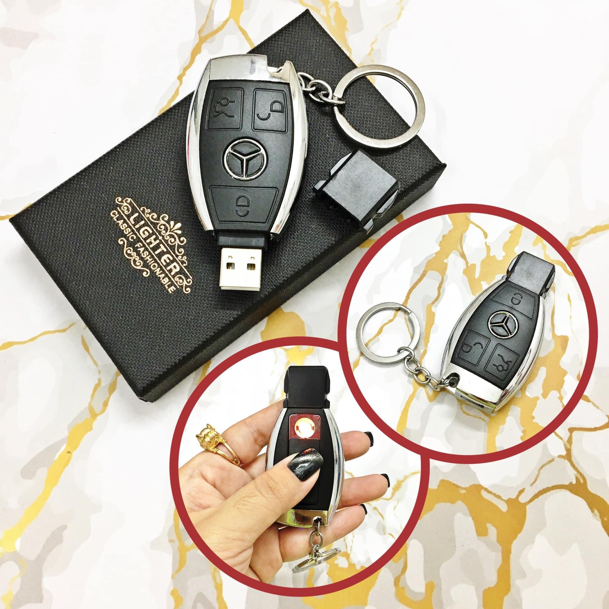Hột quẹt bật lửa điện sạc usb móc khóa xe hơi MERCEDES fullbox - sạc điện
