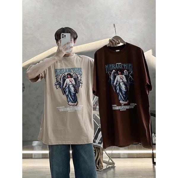 Áo thun nam, áo cotton in nhiệt cao cấp thiên thần chữ xanh