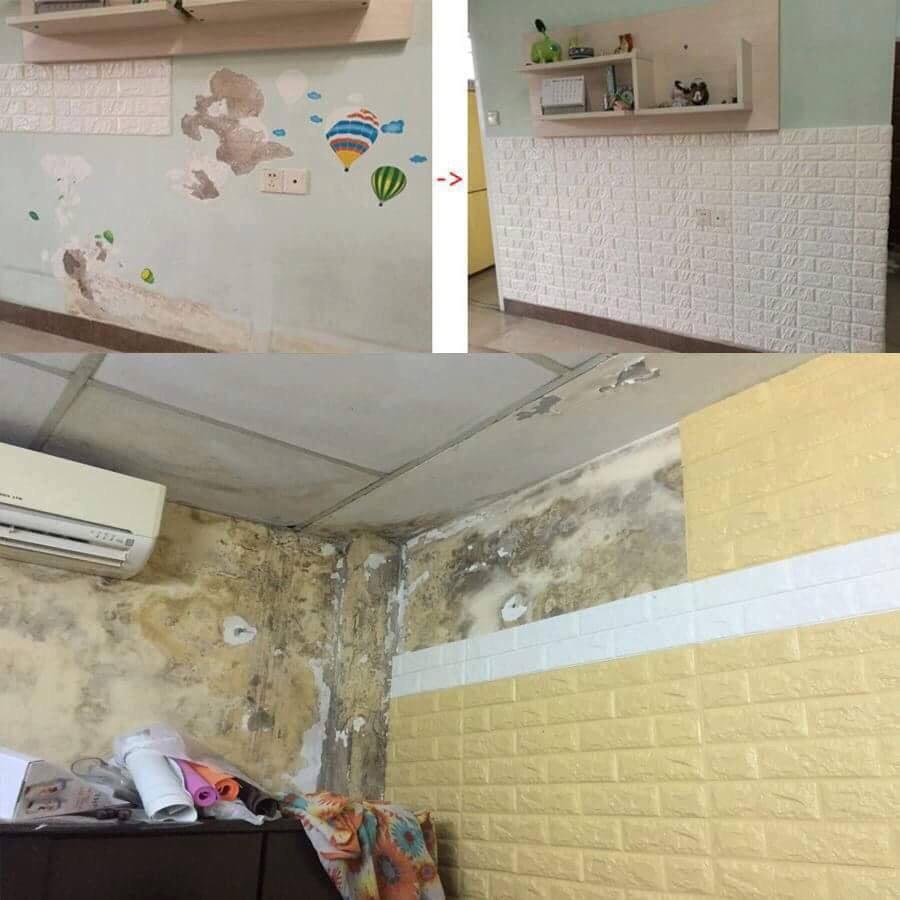 Dán Tường Xốp Giả Gạch Kích Thước 70 X 77 - Ảnh Chụp Thật