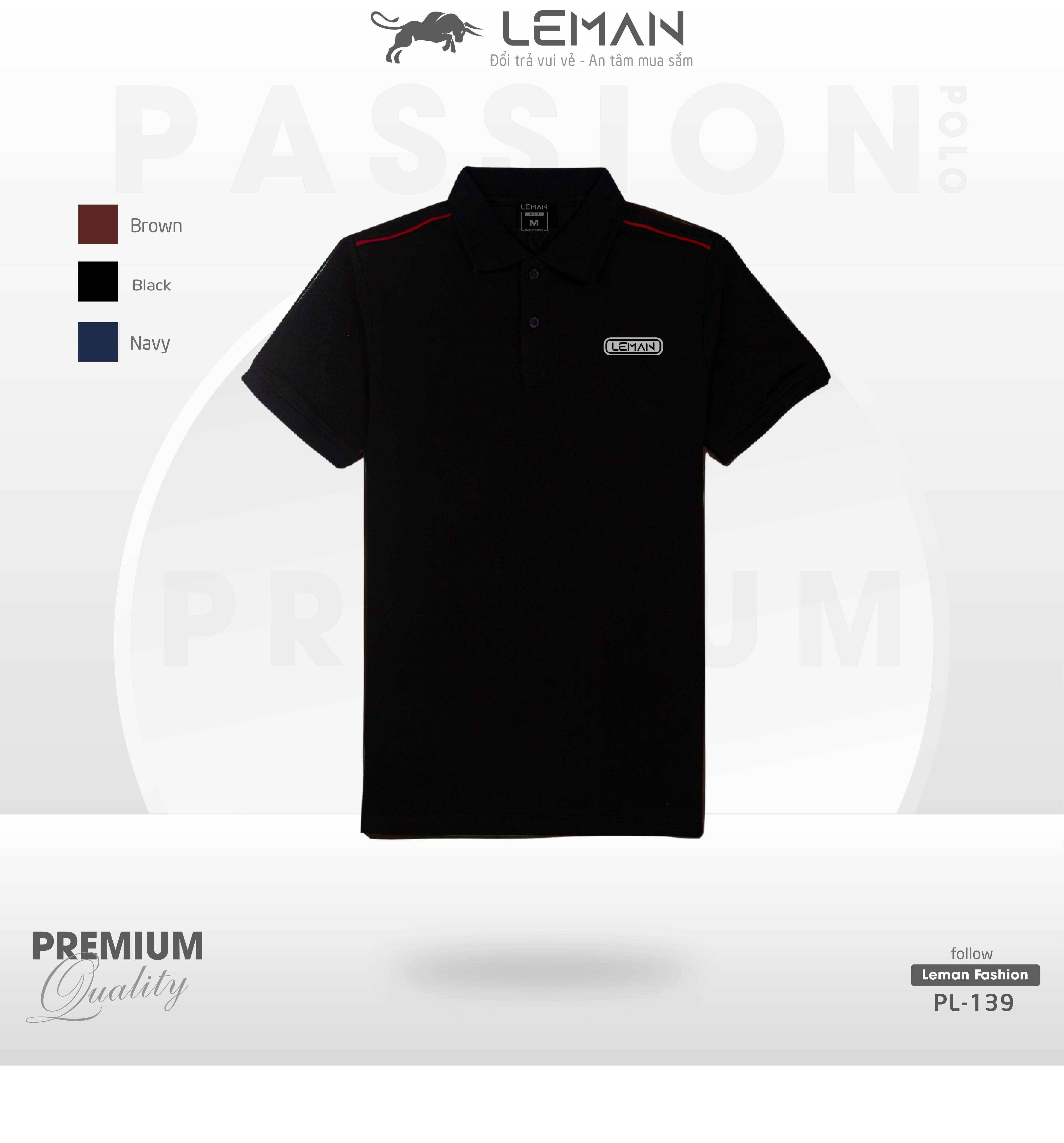 Áo thun polo nam Leman PL139 vải Cotton240gsm dày dặn thoáng khí thấm hút vượt trội có cổ ngắn tay