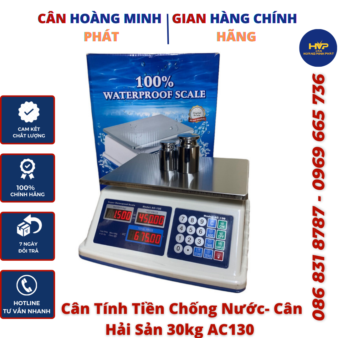 Cân Điện Tử tính tiền chống nước 30Kg AC130
