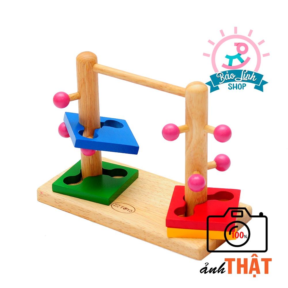 Giáo cụ Montessori 0-3 - Luồn cọc đôi cho bé rèn vận động tinh, tập trung, kiên nhẫn Winwintoys