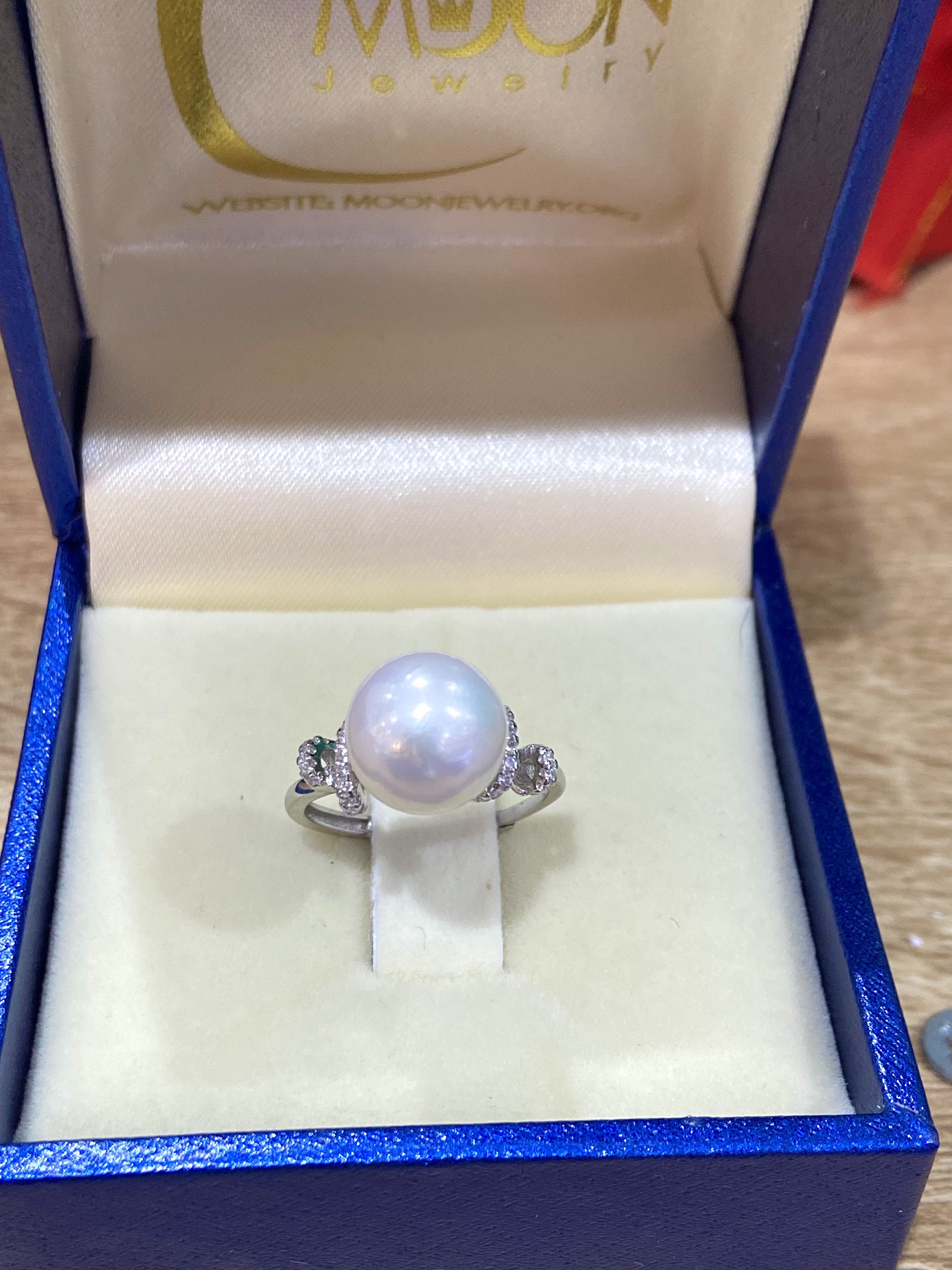 Nhẫn Ngọc Trai Edison Ánh Hồng Free Size - MOON Jewelry