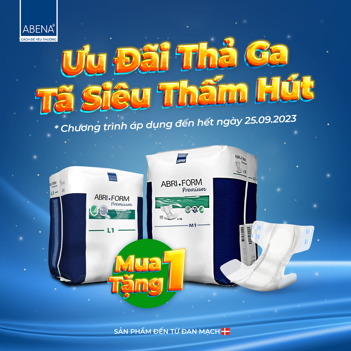 [Mua 1 Tặng 1] Tã dán người lớn Abri Form Premium M1 Nhập khẩu Đan Mạch có đốm nâu nhẹ (Gói 10 miếng)