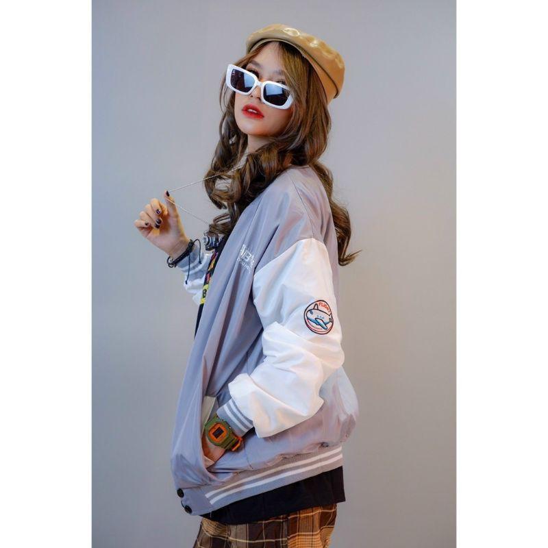 Áo Khoác Dù Bomber Thêu Form Rộng Hình Dáng Thể Thao Cực Đẹp Unisex Unisex