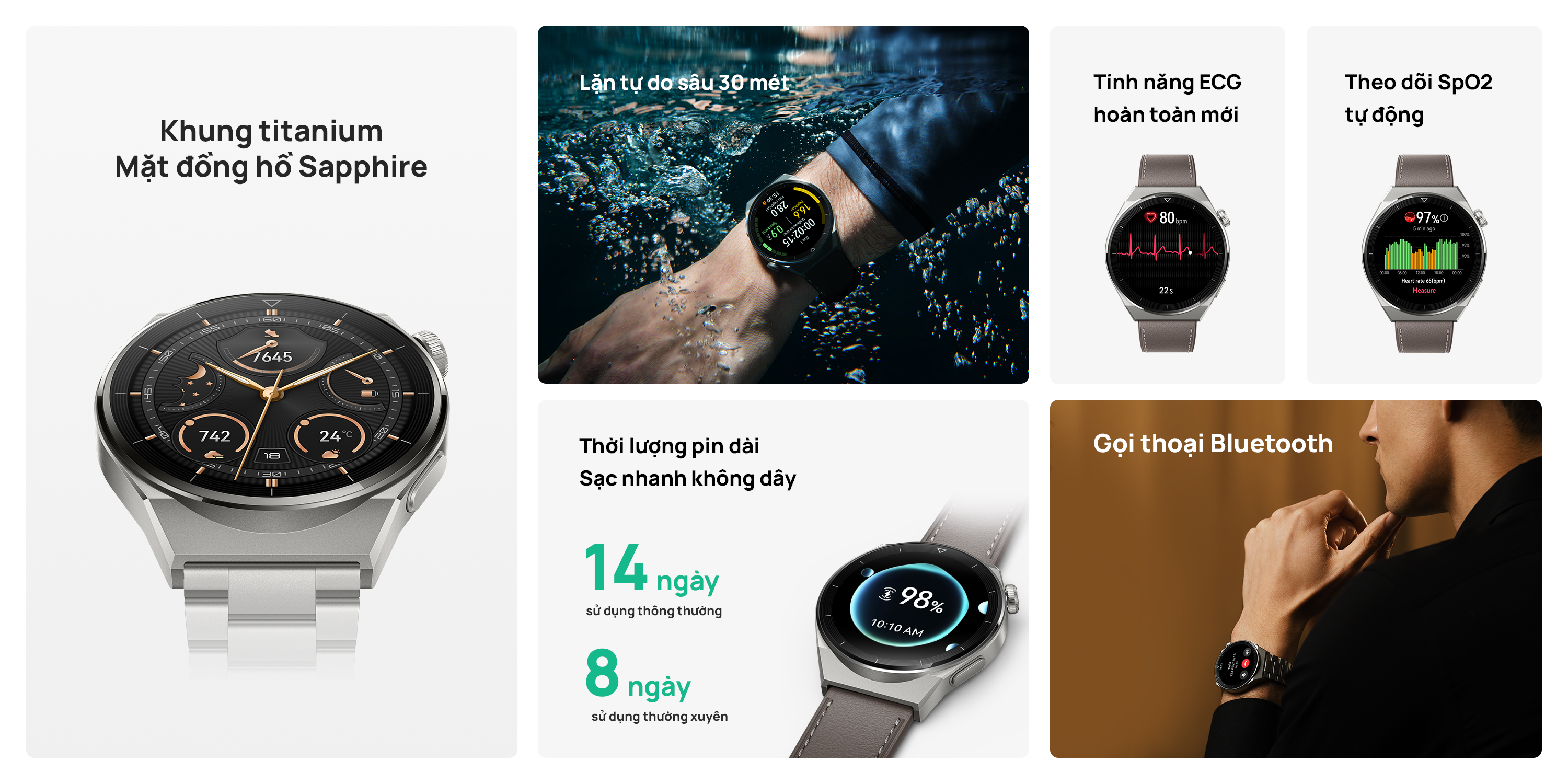 Đồng Hồ Thông Minh HUAWEI WATCH GT 3 Pro | Gốm tinh thể nano | Điện tâm đồ | Lặn tự do | Hàng Chính Hãng