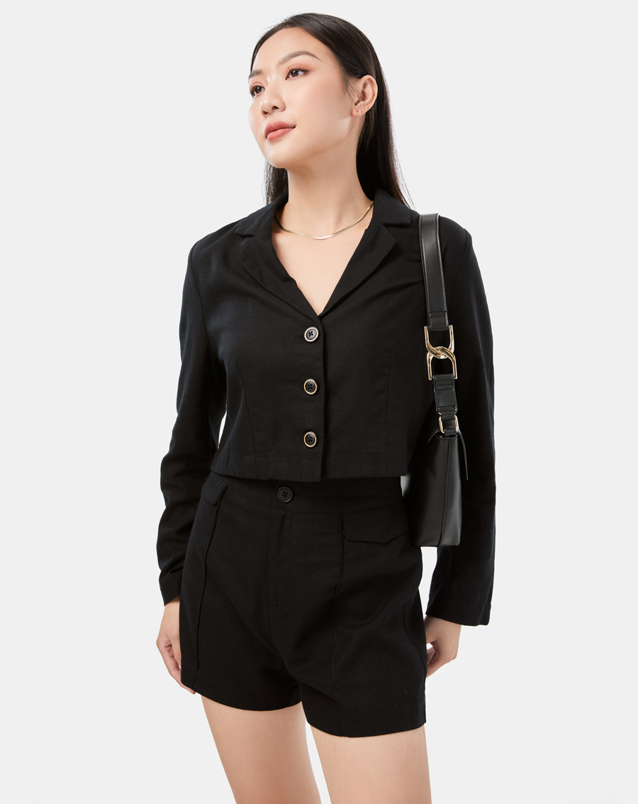 Áo Cropped Nữ Thời Trang JUNO Blazer Cá Tính JNAKI013