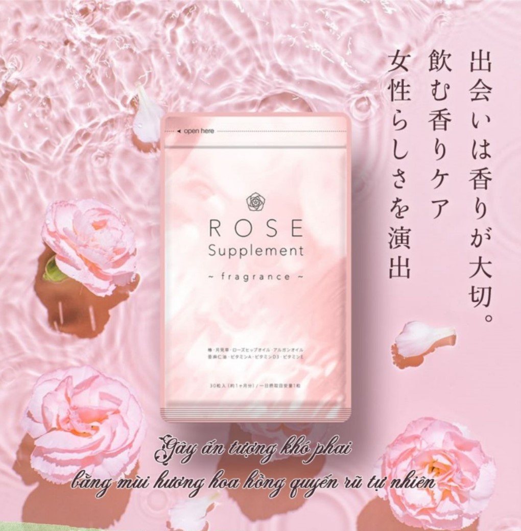 Combo 2 Gói Viên Uống Hoa Hồng Tạo Hương Thơm Tự Nhiên Cho Cơ Thể Rose Supplement Seedcoms Nhật Bản