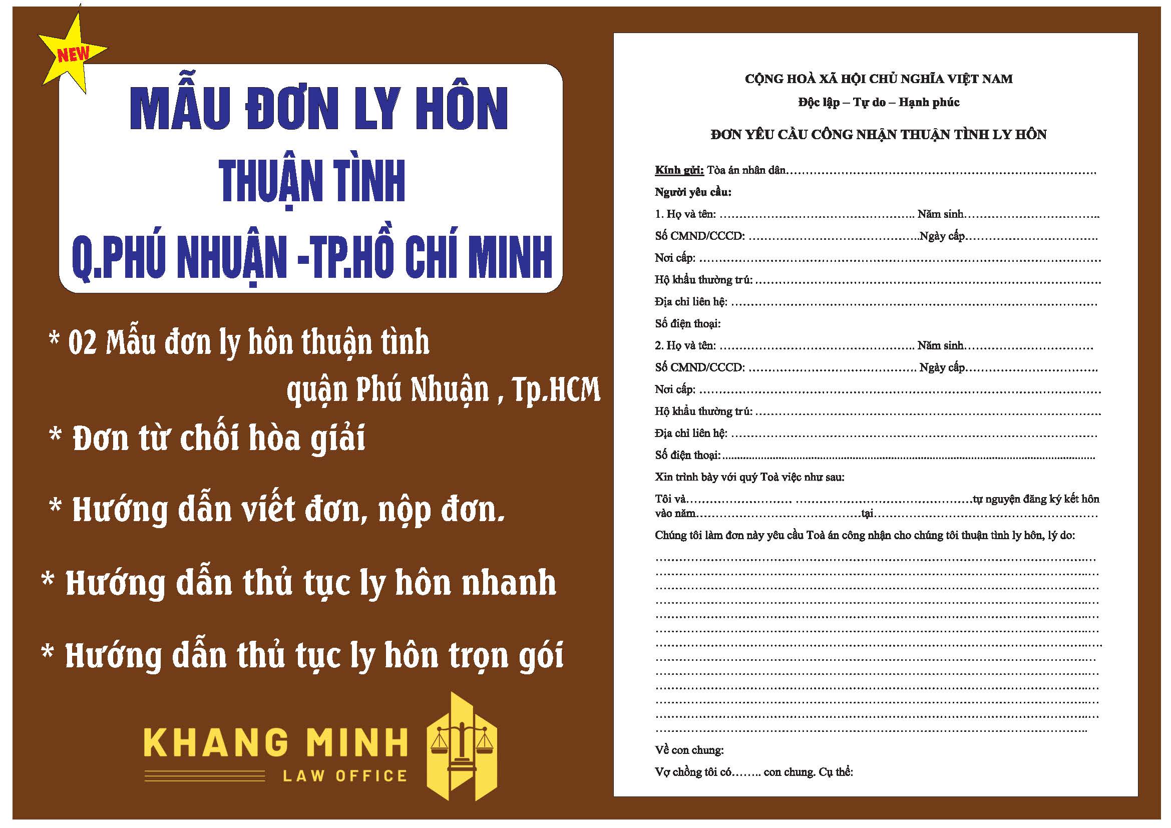 Thủ tục ly thuận tình quận Phú Nhuận + Đơn ly hôn đơn phương+ Hướng dẫn chi tiết