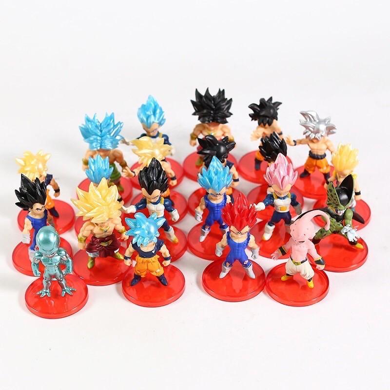 Combo 21 mô hình nhân vật Dragon Ball 7 Viên Ngọc Rồng Goku Gogeta Vegito Broly Gohan Frieza Vegeta SuperSaiyan God SSJ