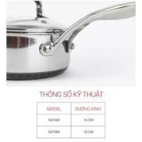 Quánh KIMS COOK Noon Song inox 3 lớp đáy từ nắp kính chống dính 2 mặt