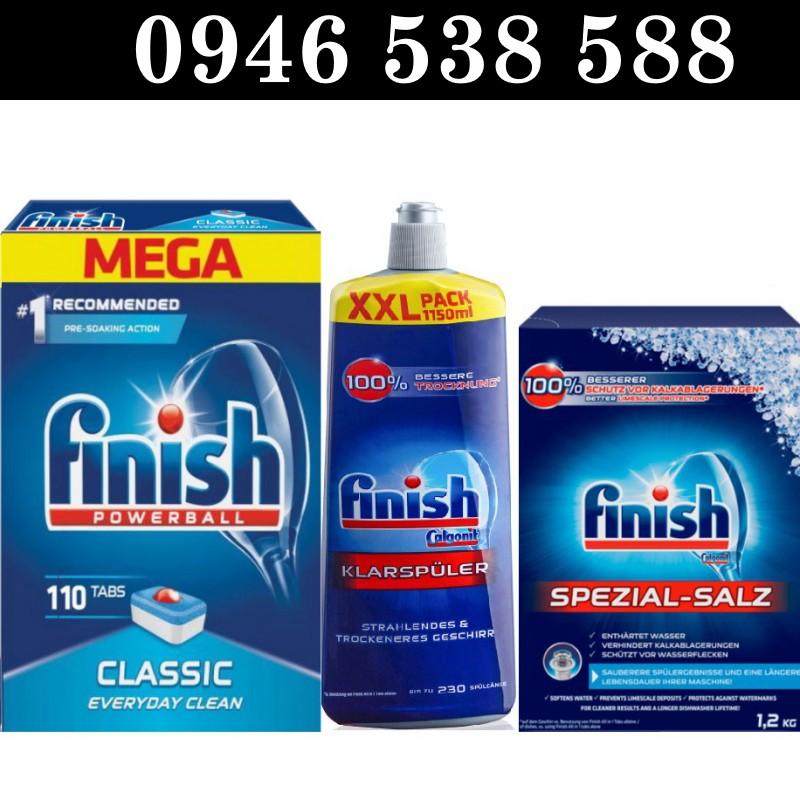 Combo Viên rửa bát Finish classic 110 viên + Muối Finish 1.2kg + Nước làm bóng finish 1150ml