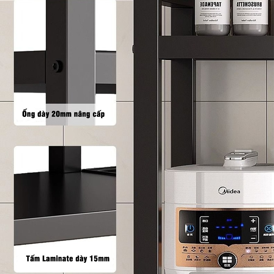 Kệ Đa Năng Để Lò Vi Sóng VANDO Thép DUPLEX Cao Cấp Chịu Lực 250Kg Có Ngăn Lưới