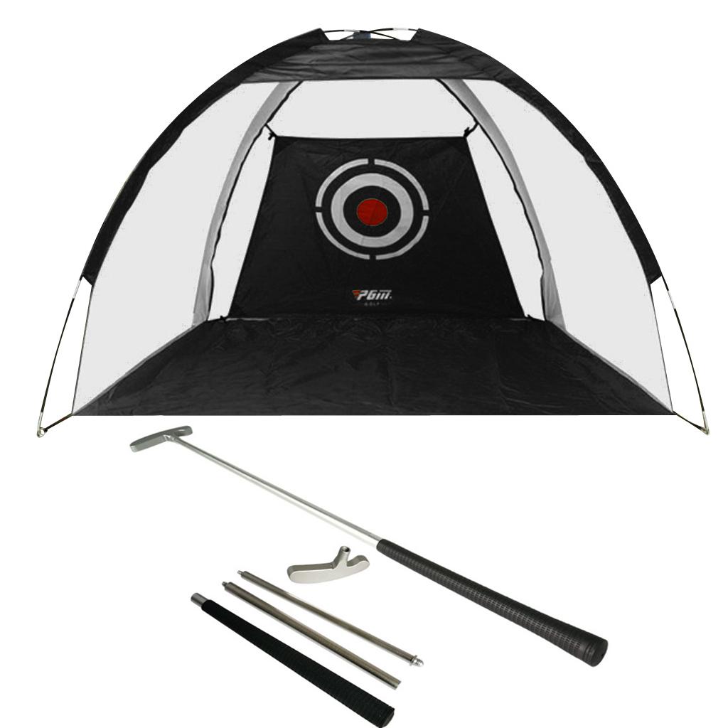 2m Golf Swing Practice Net Hitting -Up Cage Folding Travel Putter Club Irons