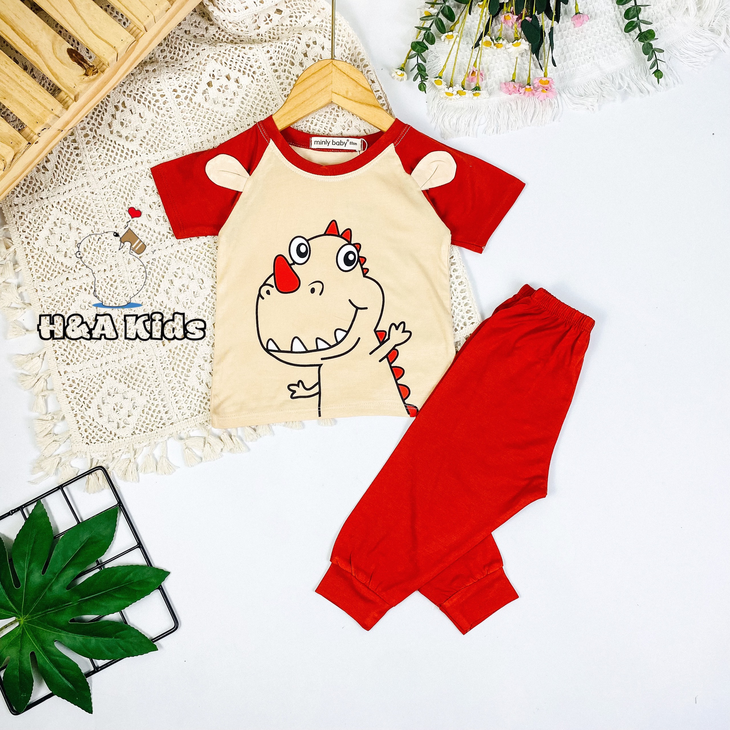 Bộ dài Minly bé trai in hình thú