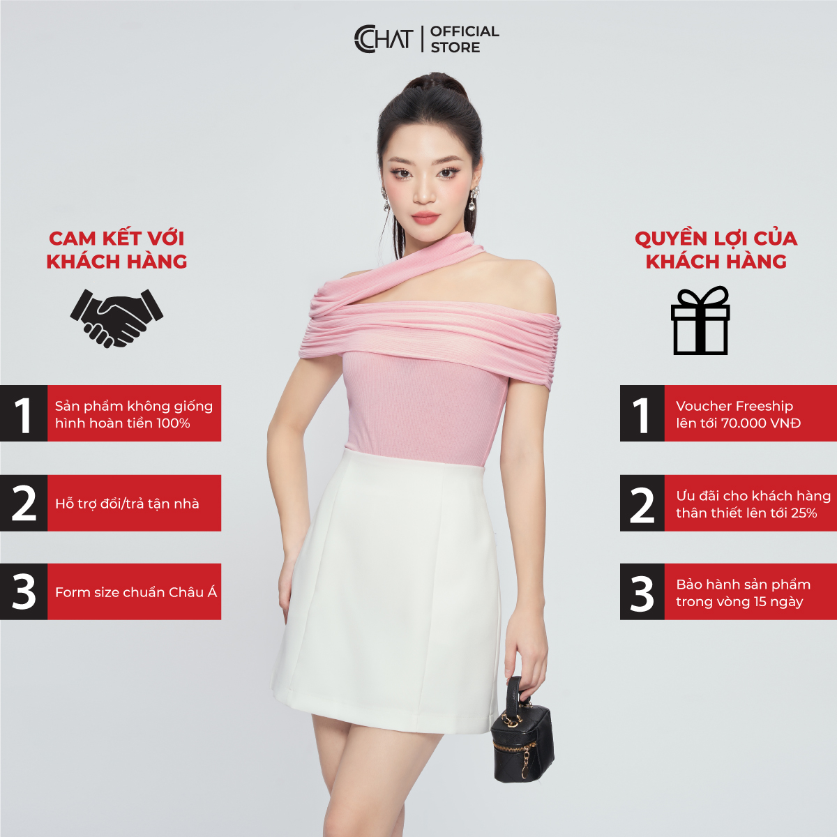 Áo Thun Kiểu Trễ Vai Cổ Lệch Dáng Ôm Chất Vải Co Giãn Mềm Mịn 93TNC2001OT