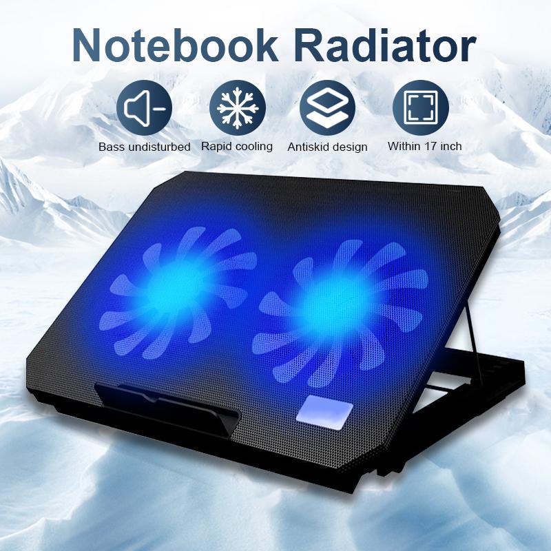 Ế Tản Nhiệt Laptop N99 COOLING PAD Cho LaptĐop Macbook Từ 11 đến 17 inch Đèn Led 2 Quạt Chống ồn 4 Mức Chỉnh Độ Cao