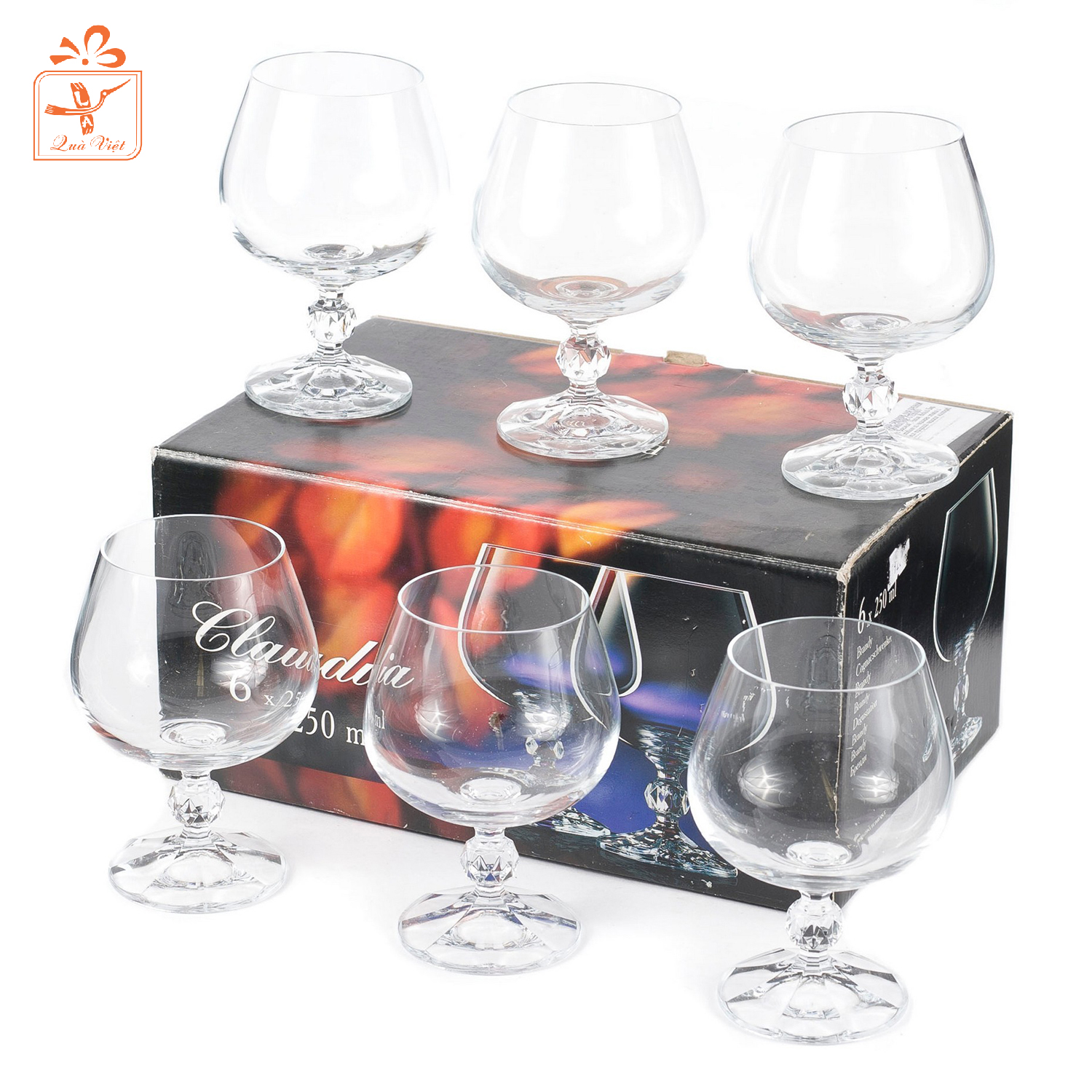 Bộ ly Claudia Uống rượu Cognac Bohemia Tiệp khắc 250ml