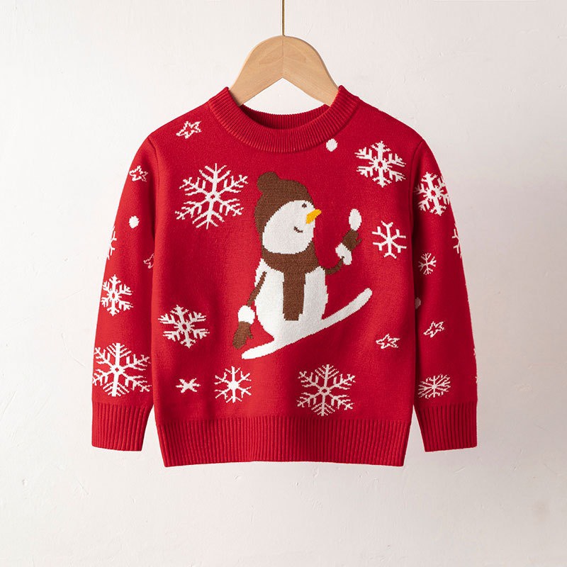 Áo len Noel cho bé, Áo len bé trai và bé gái 2 lớp 3-8 tuổi hình nhân vật giáng sinh ngộ nghĩnh đanh sợi không bai xù