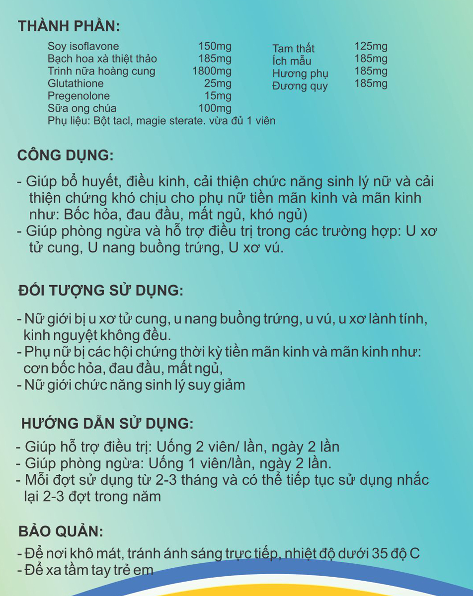 Thực phẩm bảo vệ sức khỏe EstroCap hộp 30 viên- Giúp bổ huyết, điều kinh, giúp cải thiện chức năng sinh lý nữ và cải thiện chứng khó chịu cho phụ nữ tuổi tiền mãn kinh (bốc hỏa, đau đầu, mất ngủ, khó ngủ).