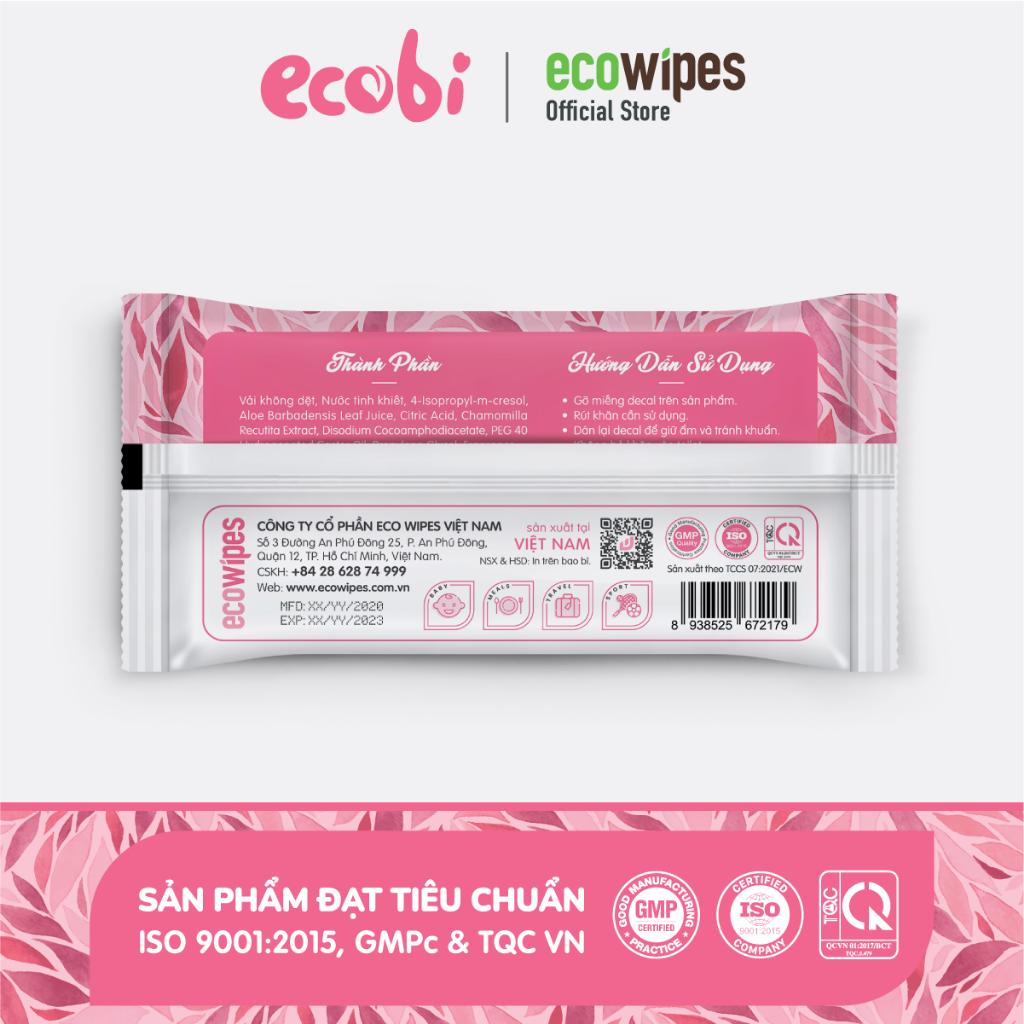 (GIFT) Bộ quà tặng For Girl gồm khăn giấy ướt tẩy trang EcoWipes gói 25 tờ và khăn giấy ướt Ecobi gói 20 tờ tiện lợi