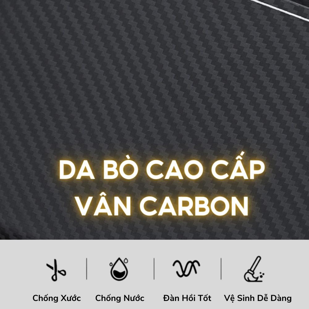 Ví Nam Cầm Tay Cao Cấp William POLO,Chất liệu Da Bò thật dập vân carbon ,Ví dáng dài nam,Thiết kế nhiều ngăn