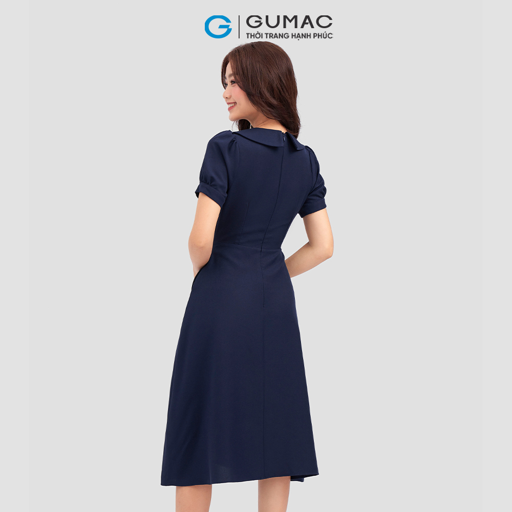 Đầm xòe GUMAC LD1208 phối cổ đính nút thanh lịch