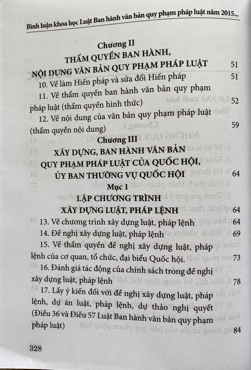 Bình luận khoa học Luật Ban hành văn bản quy phạm pháp luật năm 2015 (được sửa đổi, bổ sung năm 2020) - Lý thuyết, thực định và thực tiễn