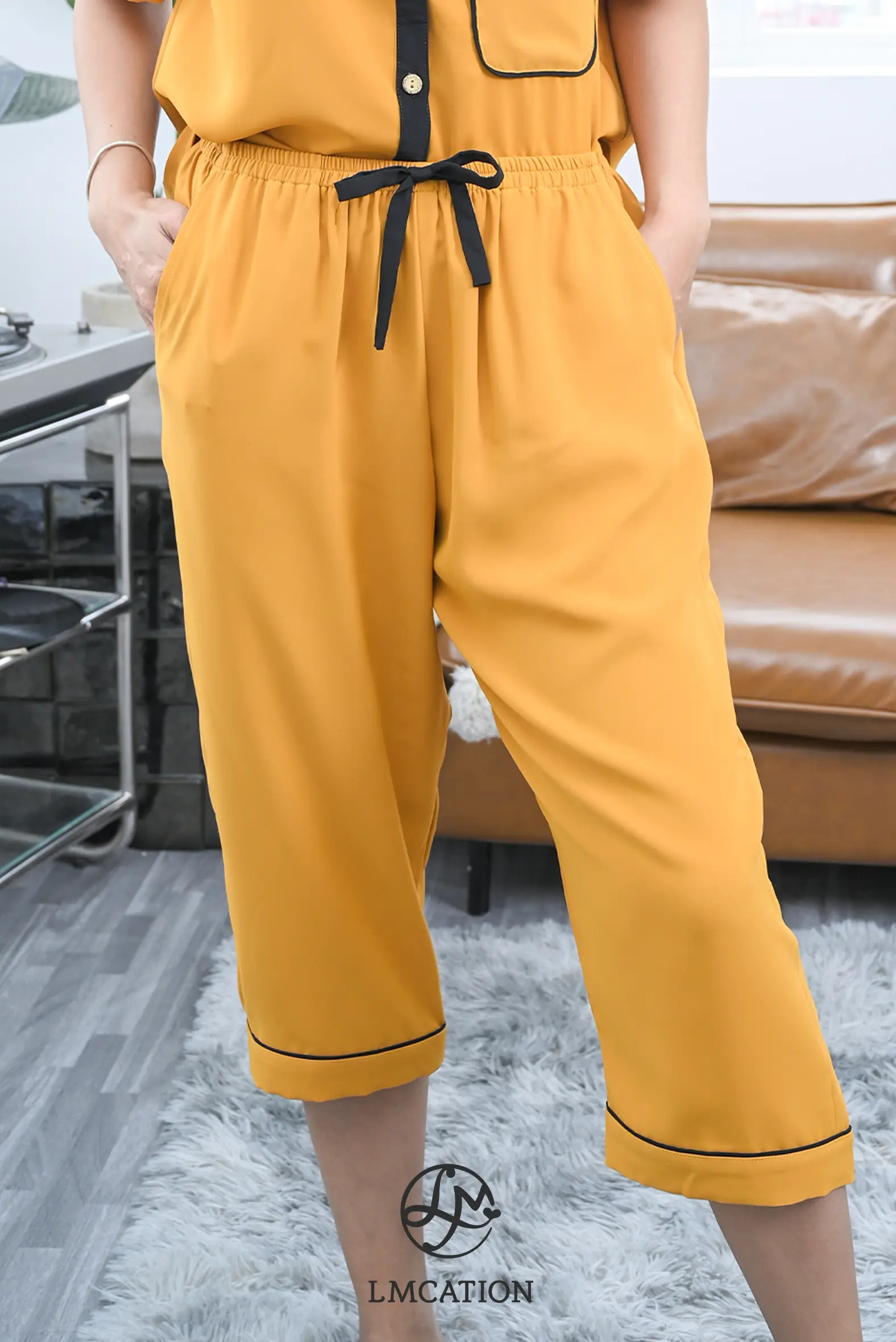 Quần lửng pijama LMcation Alia - Màu Vàng cam