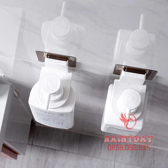 Giá móc treo cổ chai lọ nước rửa tay dầu gội đầu sữa tắm xà phòng dán tường siêu chắc
