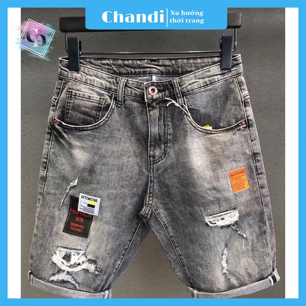 Quần Short Jean Nam co dãn kiểu dáng trẻ trung đơn giản Thương Hiệu Chandi, quần sọt mẫu mới xu hướng NT5050