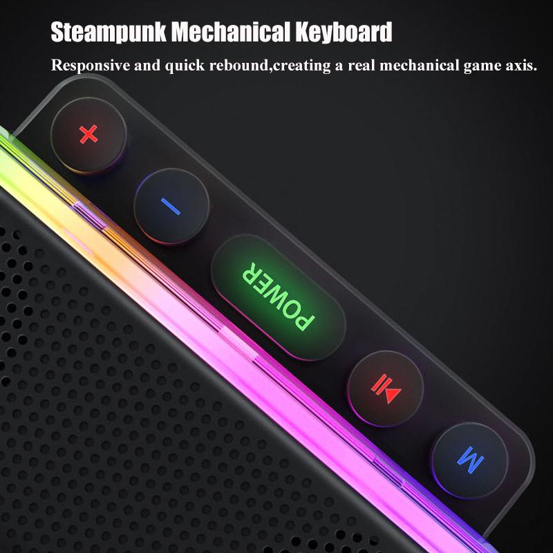 Loa di động Bluetooth Loa siêu trầm RGB Hifi Hộp âm thanh Máy tính để bàn Kèn đôi Bàn phím đầy màu sắc Máy nghe nhạc rảnh tay USB TF Màu sắc: B-Đen