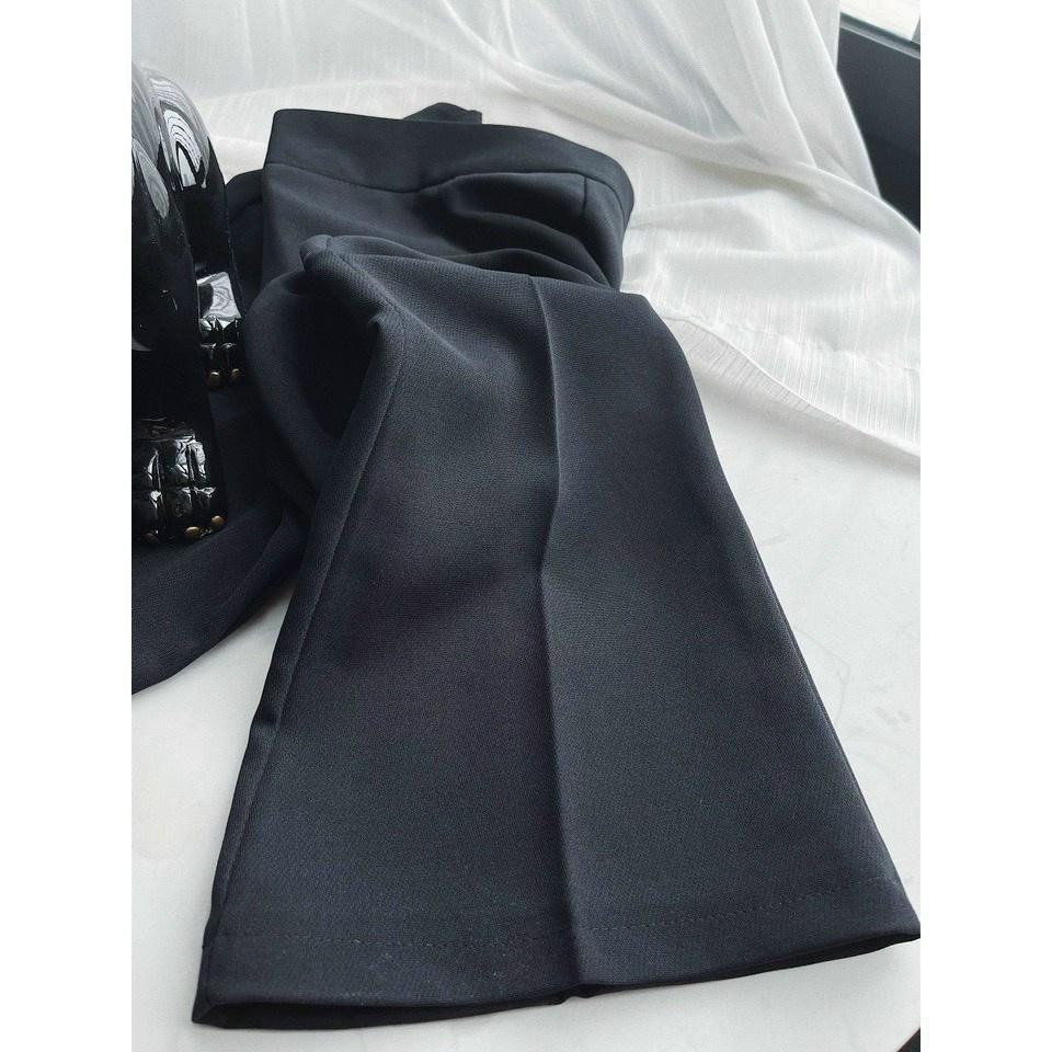 Quần ống loe nữ lưng cao BARE vải Umi Hàn dày dặn dáng dài hack dáng- QO07