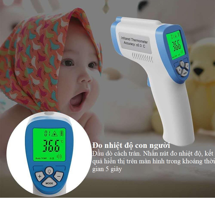 Thiết bị đo nhiệt độ hồng ngoại đo trán không tiếp xúc DT8806C