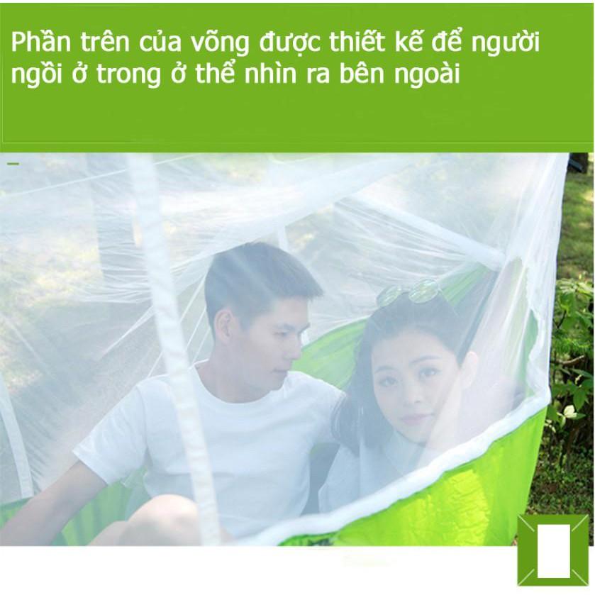 Võng du lịch có mùng HomeCarpet sợi Poyester cao cấp (260x140cm) (Xanh lá )  - Home and Garden