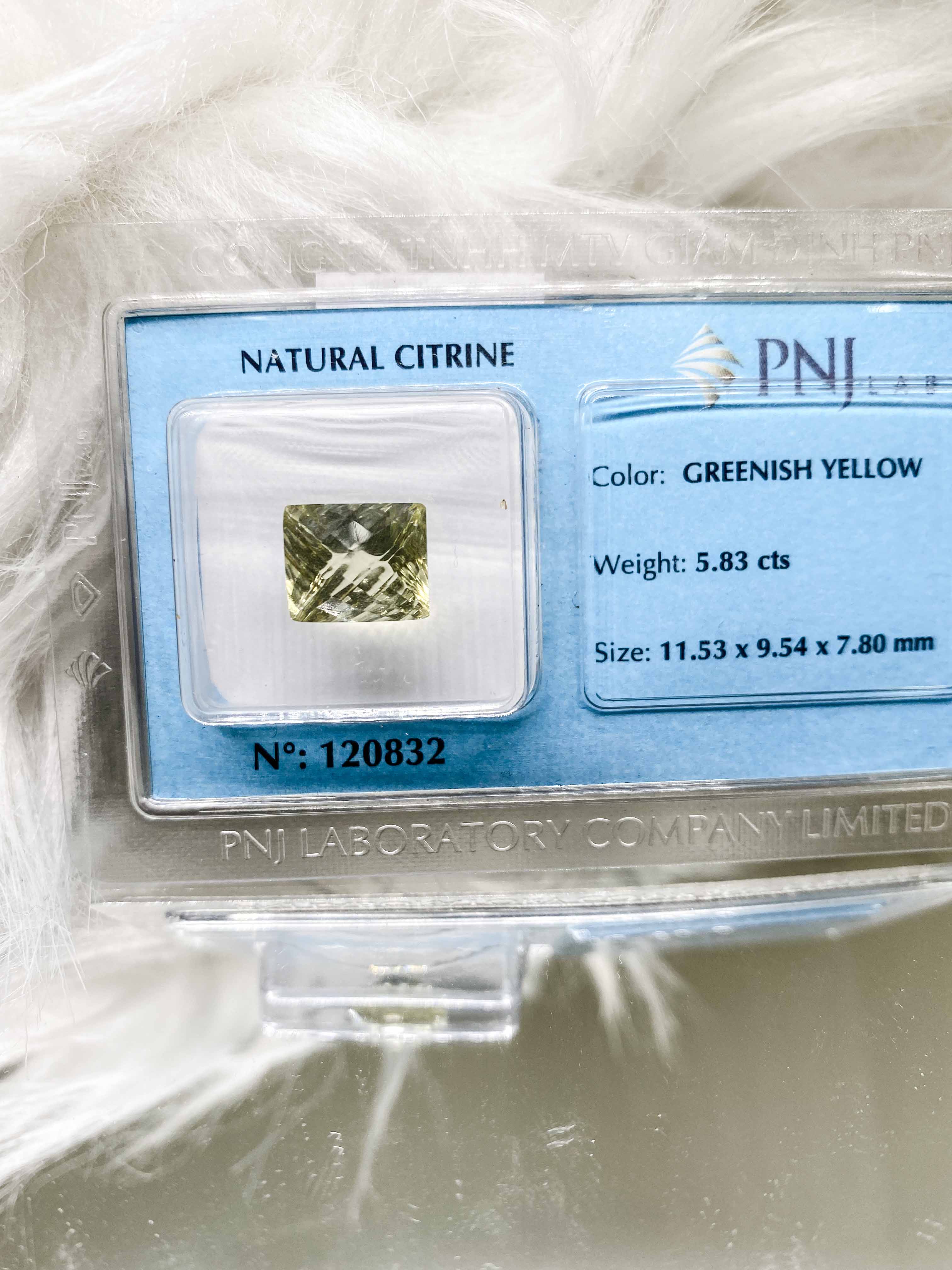 Viên citrine thạch anh vàng chanh chữ nhật giác lưới 5.83ct 120832