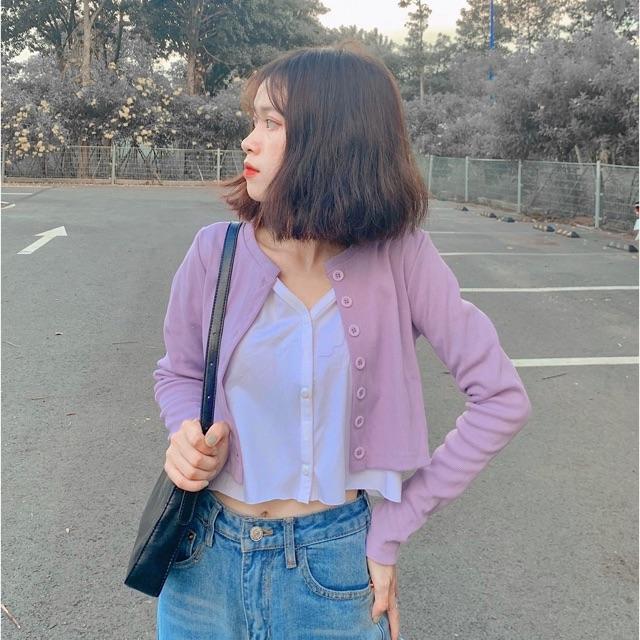 Áo Croptop yan 7 cúc dài tay phong cách ulzzang hàn quốc cực xinh